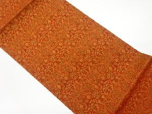 リサイクル　横段に草花模様織出し名古屋帯